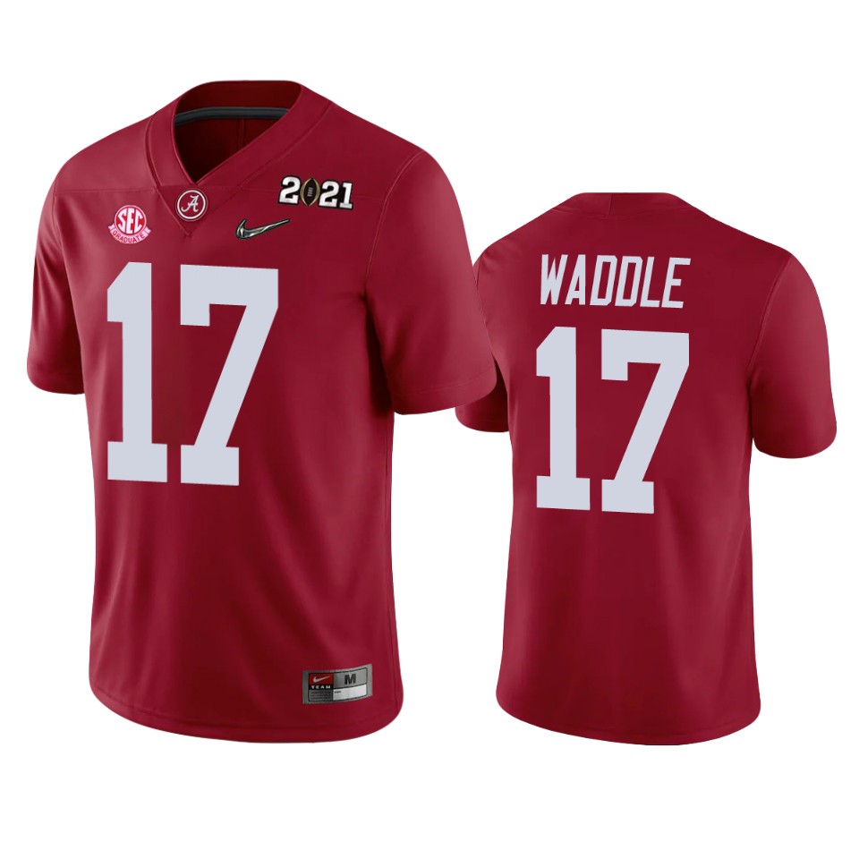 Alabama Crimson Tide Jaylen Waddle 2021 National Champions Crimson Jersey