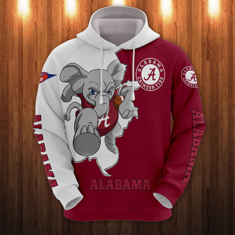 Alabama Crimson Tide Mascot Pattern Printed Pullover Hoodie