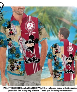 Alabama Crimson Tide Mickey Custom Name Summer Hawaiian Shirt