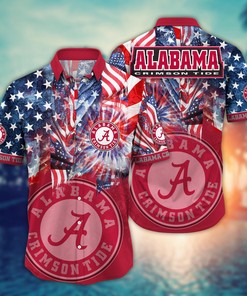 Alabama Crimson Tide Custom Name Parrot Floral Tropical Men Women Hawaii  Shirt Summer Button Up Shirt