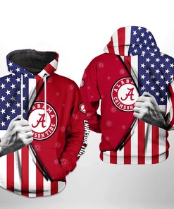 Alabama Crimson Tide NCAA US Flag 3D Printed Hoodie/Zipper Hoodie