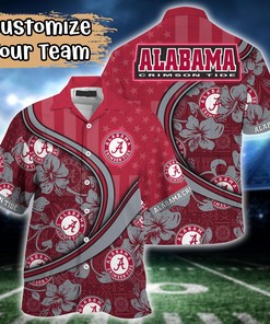 Alabama Crimson Tide NCAA US Flag Flower Hawaii Shirt For Fans