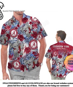 Alabama Crimson Tide Parrot Floral Tropical Aloha Hawaiian Shirt
