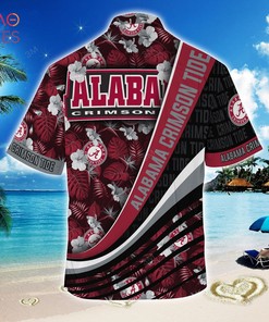 Alabama Crimson Tide Summer Hawaiian Shirt, With Tropical Flower Pattern for Fans