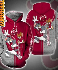 Alabama Crimson Tide Tom And Jerry 3D Hoodie