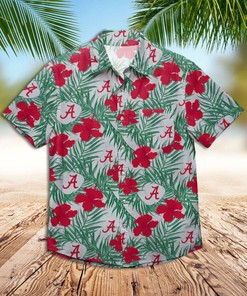 Alabama Hawaiian Shirt Crimson Tide Floral And Leaves Hawaiian Shirt