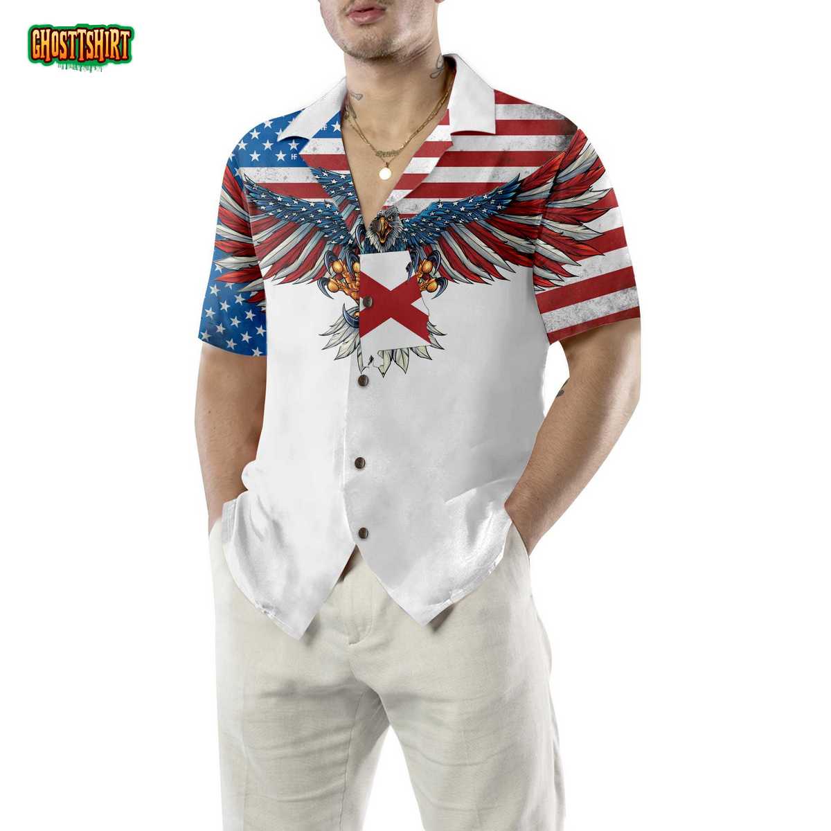 Alabama State And American Eagle Hawaiian Shirt