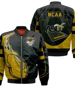 Alabama State Hornets Bomber Jacket  - Fire Football - NCAA