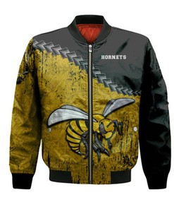 Alabama State Hornets Bomber Jacket Grunge Polynesian Tattoo- NCAA