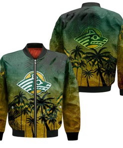 Alaska Anchorage Seawolves Bomber Jacket Coconut Tree Tropical Grunge - NCAA