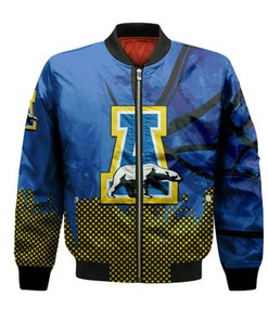 Alaska Nanooks Bomber Jacket Basketball Net Grunge Pattern- NCAA