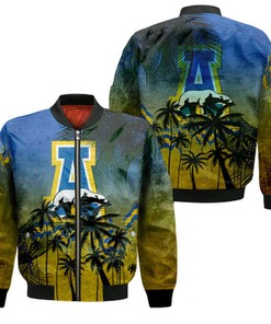 Alaska Nanooks Bomber Jacket Coconut Tree Tropical Grunge - NCAA