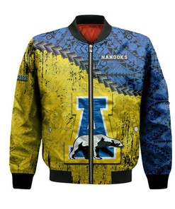 Alaska Nanooks Bomber Jacket Grunge Polynesian Tattoo- NCAA