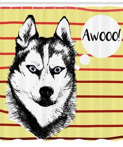 Alaskan Malamute Pattern Shower Curtain - Dog-themed Bathroom Decor 