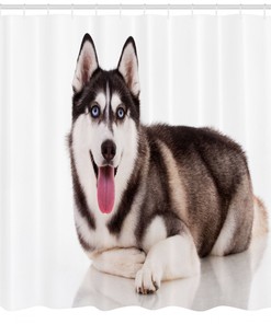 Alaskan Malamute Pattern Shower Curtain - Dog-themed Bathroom Decor