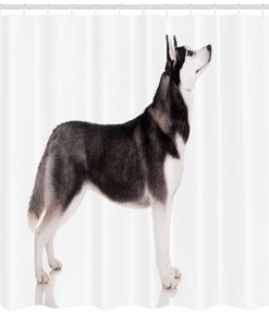 Alaskan Malamute Pattern Shower Curtain - Dog-themed Bathroom Decor 