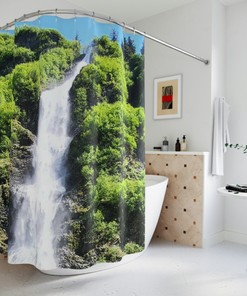 Alaskan Waterfall Shower Curtain - Relaxing Bathroom Decor with Scenic Nature Design