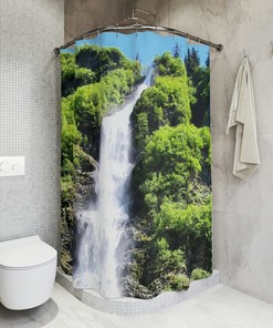 Alaskan Waterfall Shower Curtain - Relaxing Bathroom Decor with Scenic Nature Design 