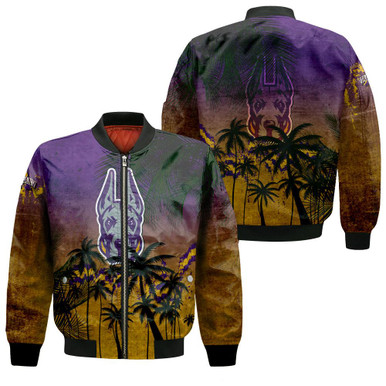 Albany Great Danes Bomber Jacket Coconut Tree Tropical Grunge - NCAA