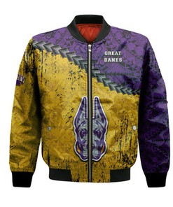 Albany Great Danes Bomber Jacket Grunge Polynesian Tattoo- NCAA