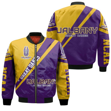 Albany Great Danes Logo Bomber Jacket Cross Style - NCAA