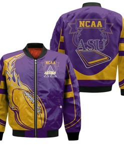 Alcorn State Braves Bomber Jacket  - Fire Football - NCAA