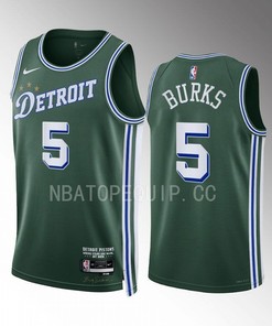Alec Burks 5 2022-23 Detroit Pistons Green City Edition Jersey Swingman