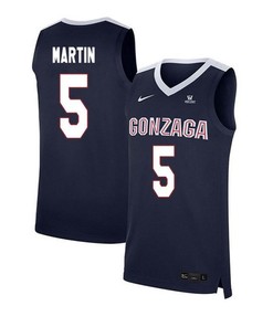 Alex Martin 5 Gonzaga Bulldogs Elite Basketball Men Jersey - Navy