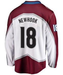 Alex Newhook 18 Colorado Avalanche Stanley Cup 2023 Playoffs Patch Away Breakaway Men Jersey - White