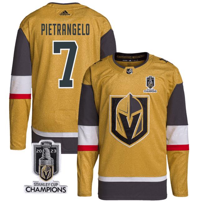 Alex Pietrangelo 7 Vegas Golden Knights 2023 Stanley Cup Champions Patch Breakaway Home Jersey - Gold