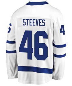 Alex Steeves 46 Toronto Maple Leafs Stanley Cup 2023 Playoffs Patch Away Breakaway Men Jersey - White