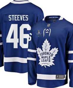 Alex Steeves 46 Toronto Maple Leafs Stanley Cup 2023 Playoffs Patch Home Breakaway Men Jersey - Blue