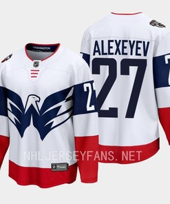 Alexander Alexeyev 27 Washington Capitals 2023 Jersey Stadium White Primegreen