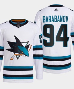Alexander Barabanov 94 San Jose Sharks White Jersey 2022-23 Away Primegreen
