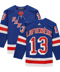 Alexis Lafreniere New York Rangers Upper Deck Autographed Blue Jersey With Nhl Debut 1/14/21 Inscription - Limited Brandedition Of 113