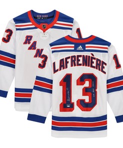 Alexis Lafreniere New York Rangers Upper Deck Autographed White Jersey With Nhl Debut 1/14/21 Inscription - Limited Brandedition Of 113