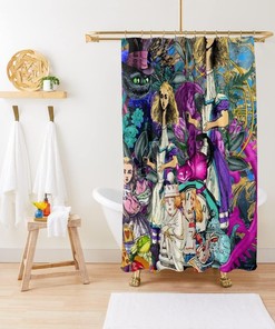 Alice in Vintage Wonderland Literary Fantasy Shower Curtain Bathroom Decor
