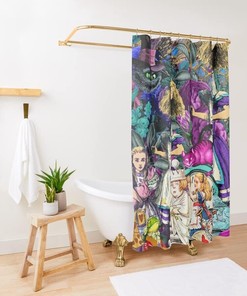 Alice in Vintage Wonderland Literary Fantasy Shower Curtain Bathroom Decor