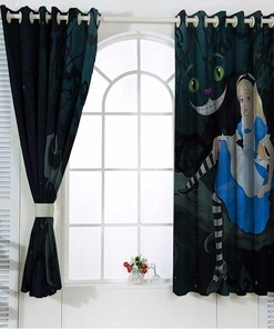 Alice in Wonderland Blackout Curtain Panel Fairytale Kids Grommet Top Window Treatment