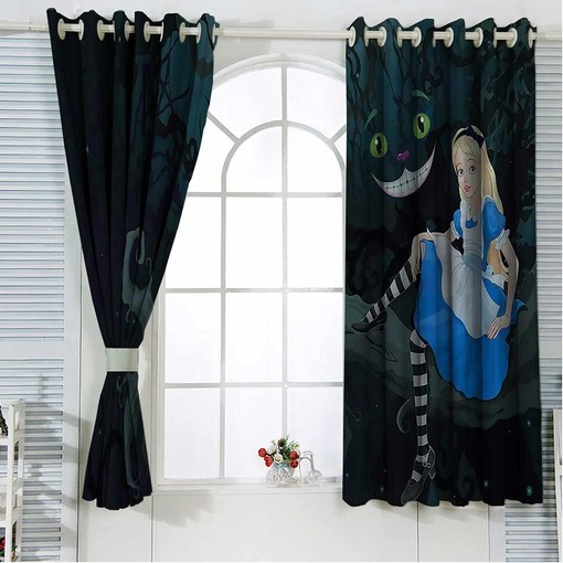 Alice in Wonderland Blackout Curtain Panel Fairytale Kids Grommet Top Window Treatment