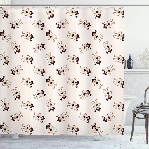 Alice in Wonderland Card Heart Shower Curtain, Multicolor Bathroom Decor