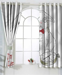 Alice in Wonderland Cartoon Rabbit Blackout Curtain Panel for Sliding Glass Door