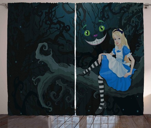 Alice in Wonderland Curtains - Cartoon Living Room Window Drapes