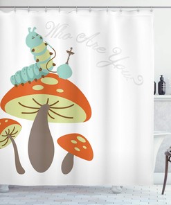 Alice in Wonderland Hookah Smoking Caterpillar Shower Curtain, Multicolor Bathroom Decor 