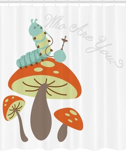 Alice in Wonderland Hookah Smoking Caterpillar Shower Curtain, Multicolor Bathroom Decor