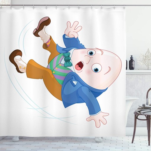 Alice in Wonderland Humpty Dumpty Falling Down Shower Curtain, Multicolor Bathroom Decor