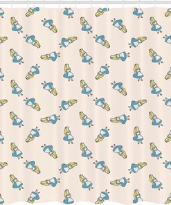 Alice in Wonderland New Adventure Shower Curtain, Cartoon Print Bathroom Decor
