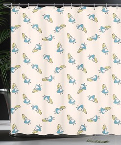 Alice in Wonderland New Adventure Shower Curtain, Cartoon Print Bathroom Decor 