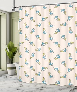 Alice in Wonderland New Adventure Shower Curtain, Cartoon Print Bathroom Decor 