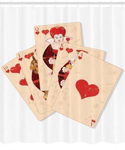 Alice in Wonderland Pattern Fabric Shower Curtain Home Decor Bathroom